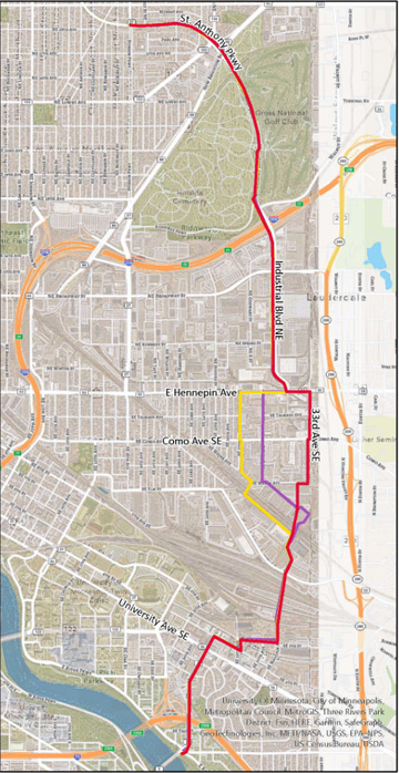 Grand Rounds Parkway Missing Link Plan through NE and SE Minneapolis